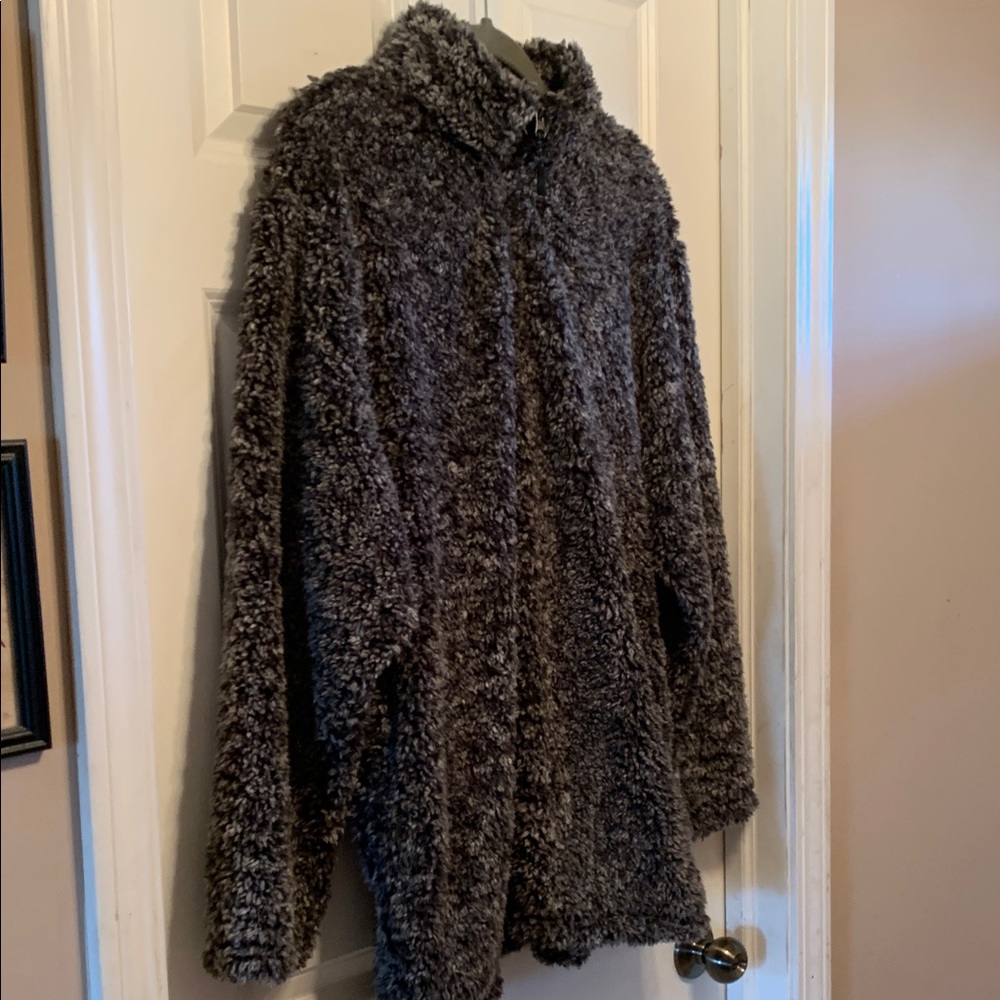 Cozy Gray Fleece Jacket 2X